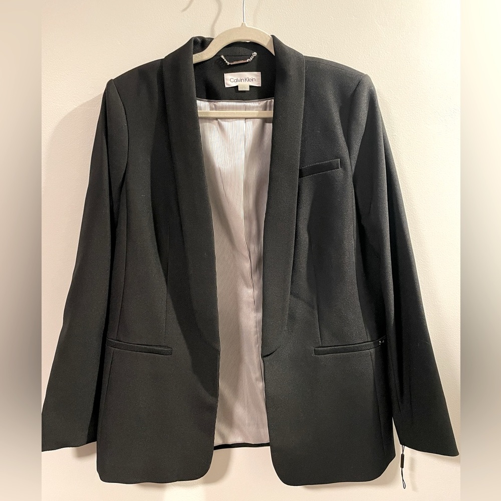 Calvin Klein Womens Black Blazer Size 12 (not oversized)